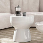 Modern Stone Coffee Table with Sculptural Pedestal Base