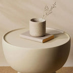 Modern Stone Coffee Table with Sculptural Pedestal Base