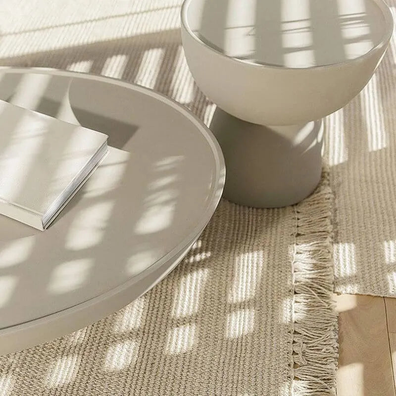 Modern Stone Coffee Table with Sculptural Pedestal Base