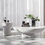 Modern Stone Coffee Table with Sculptural Pedestal Base