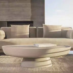 Modern Stone Coffee Table with Sculptural Pedestal Base