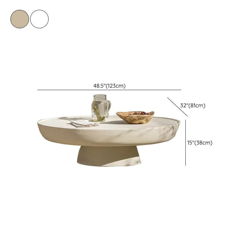 Modern Stone Coffee Table with Sculptural Pedestal Base Dimensions