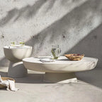 Modern Stone Coffee Table with Sculptural Pedestal Base Main Product Image