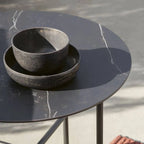 Modern Stone Top Bistro Table in Grey with Black Metal Frame