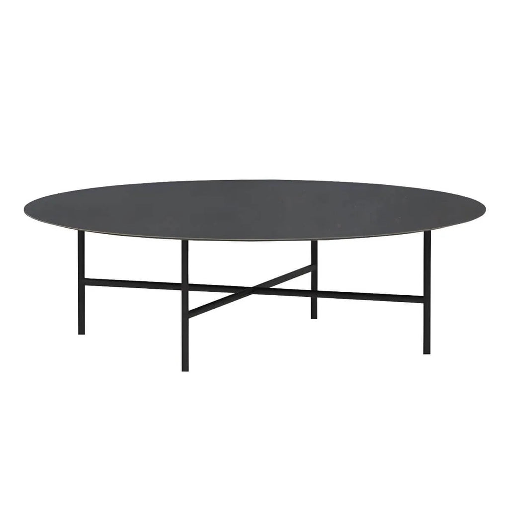Modern Stone Top Bistro Table in Grey with Black Metal Frame
