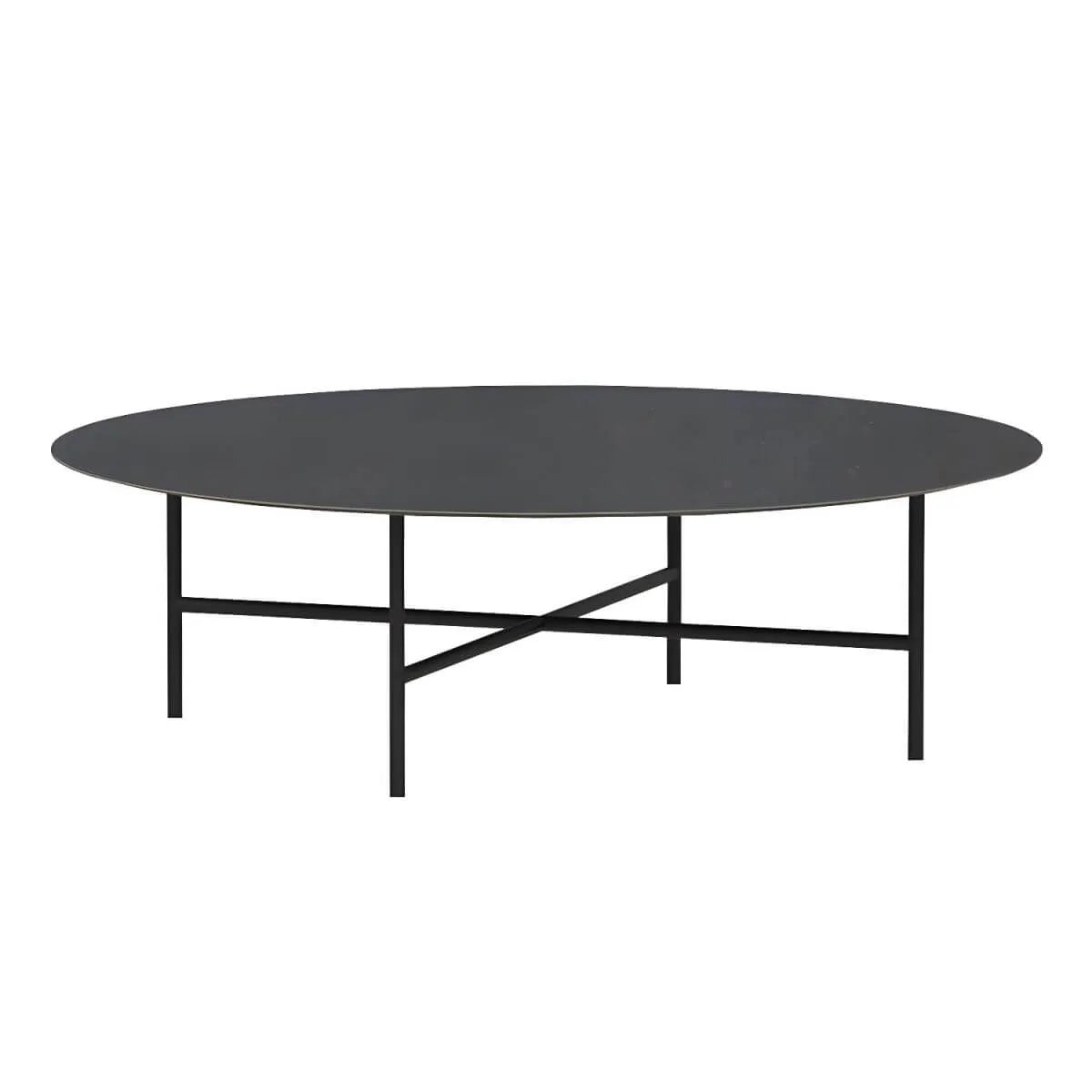 Modern Stone Top Bistro Table in Grey with Black Metal Frame