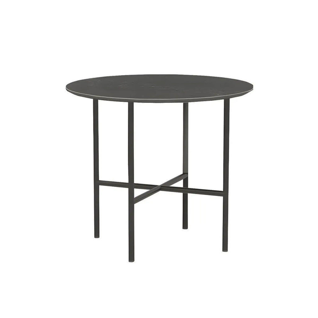 Modern Stone Top Bistro Table in Grey with Black Metal Frame