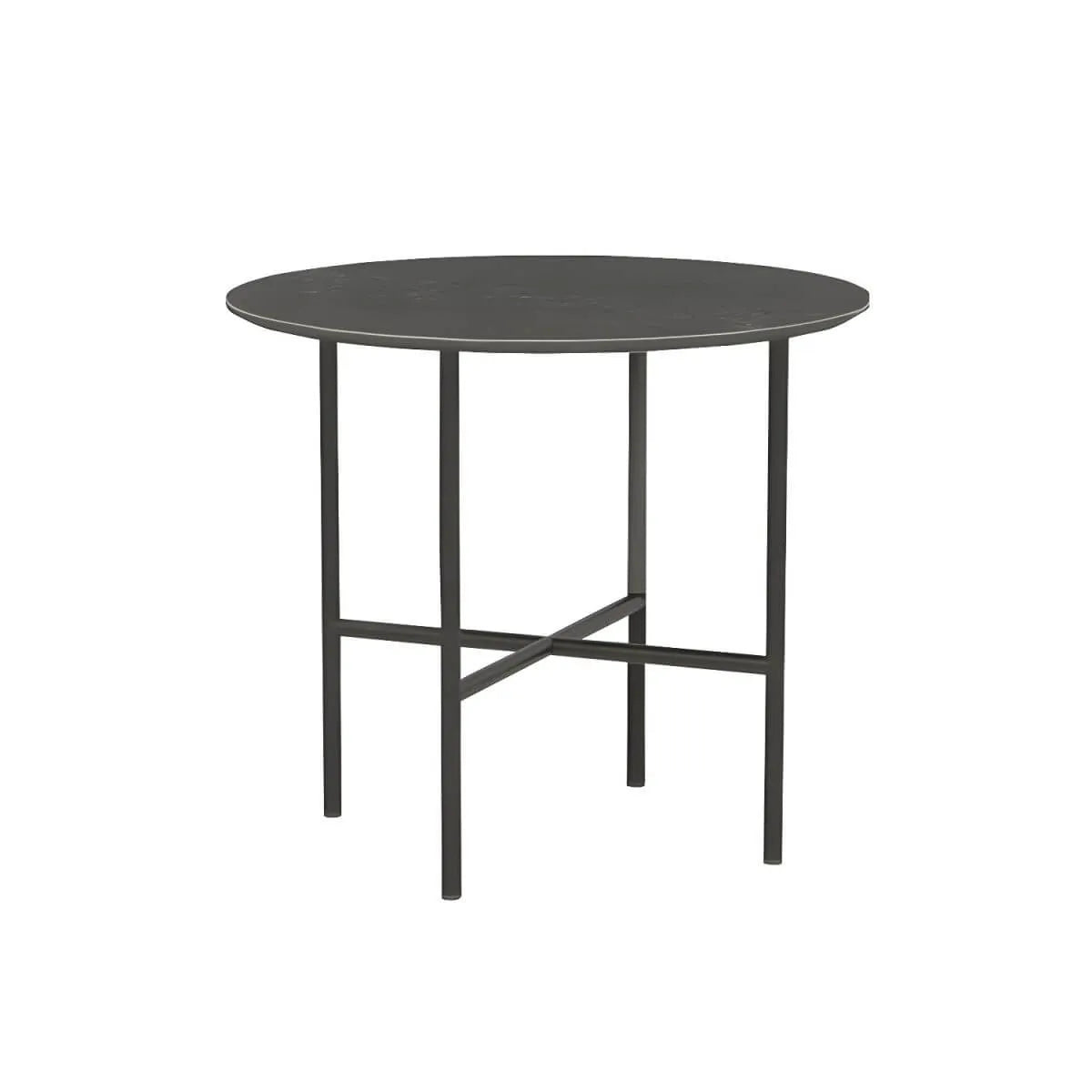 Modern Stone Top Bistro Table in Grey with Black Metal Frame