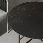 Modern Stone Top Bistro Table in Grey with Black Metal Frame