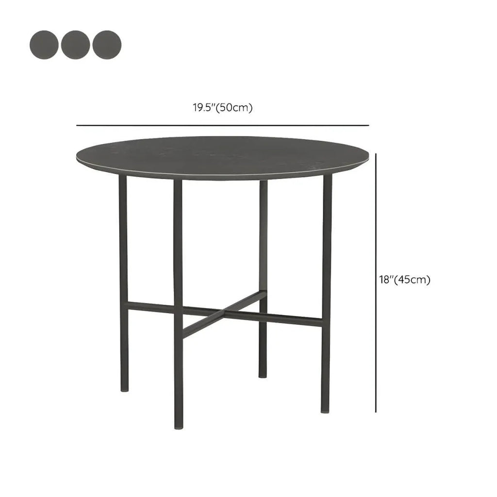 Modern Stone Top Bistro Table in Grey with Black Metal Frame Dimensions