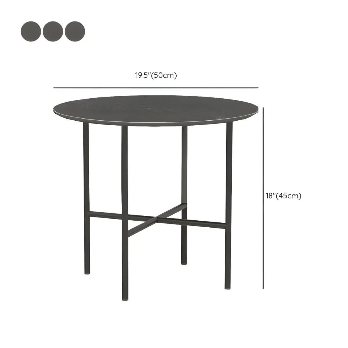 Modern Stone Top Bistro Table in Grey with Black Metal Frame Dimensions