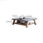 Modern Stone Top Outdoor Coffee Table with Wood & Metal Frame Dimensions
