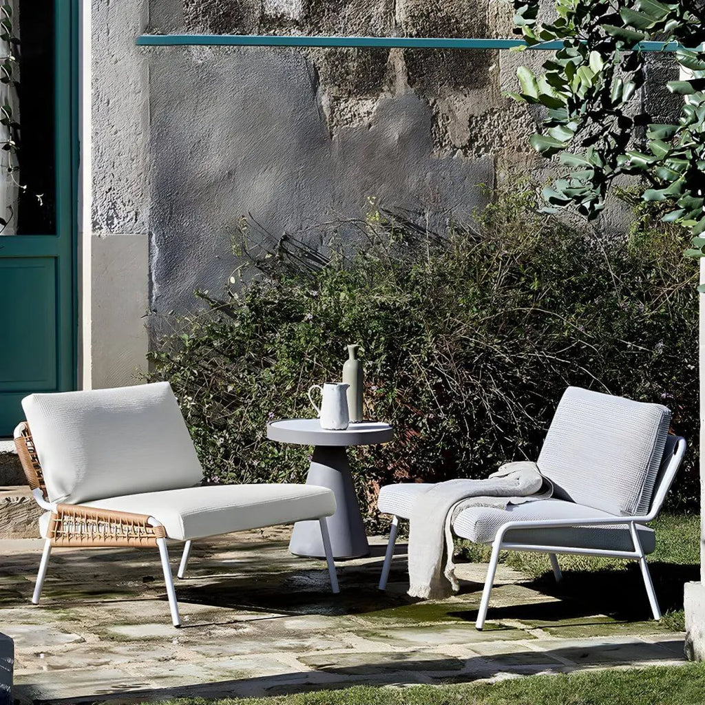 Modern Stone Top Outdoor Coffee Table with Wood & Metal Frame Main Product Image