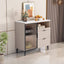 Modern Stone Top Sideboard with Rattan Glass Doors and Metal Frame