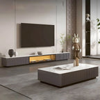 Modern Stone TV Stand with Soft-Close Drawers & LED Lighting