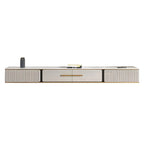 Modern Stone Wall-Mounted TV Stand with Drawers and LED Lighting
