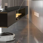 Modern Stone Wall-Mounted TV Stand with Drawers and LED Lighting