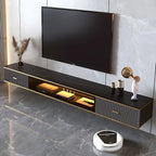 Modern Stone Wall-Mounted TV Stand with Drawers and LED Lighting
