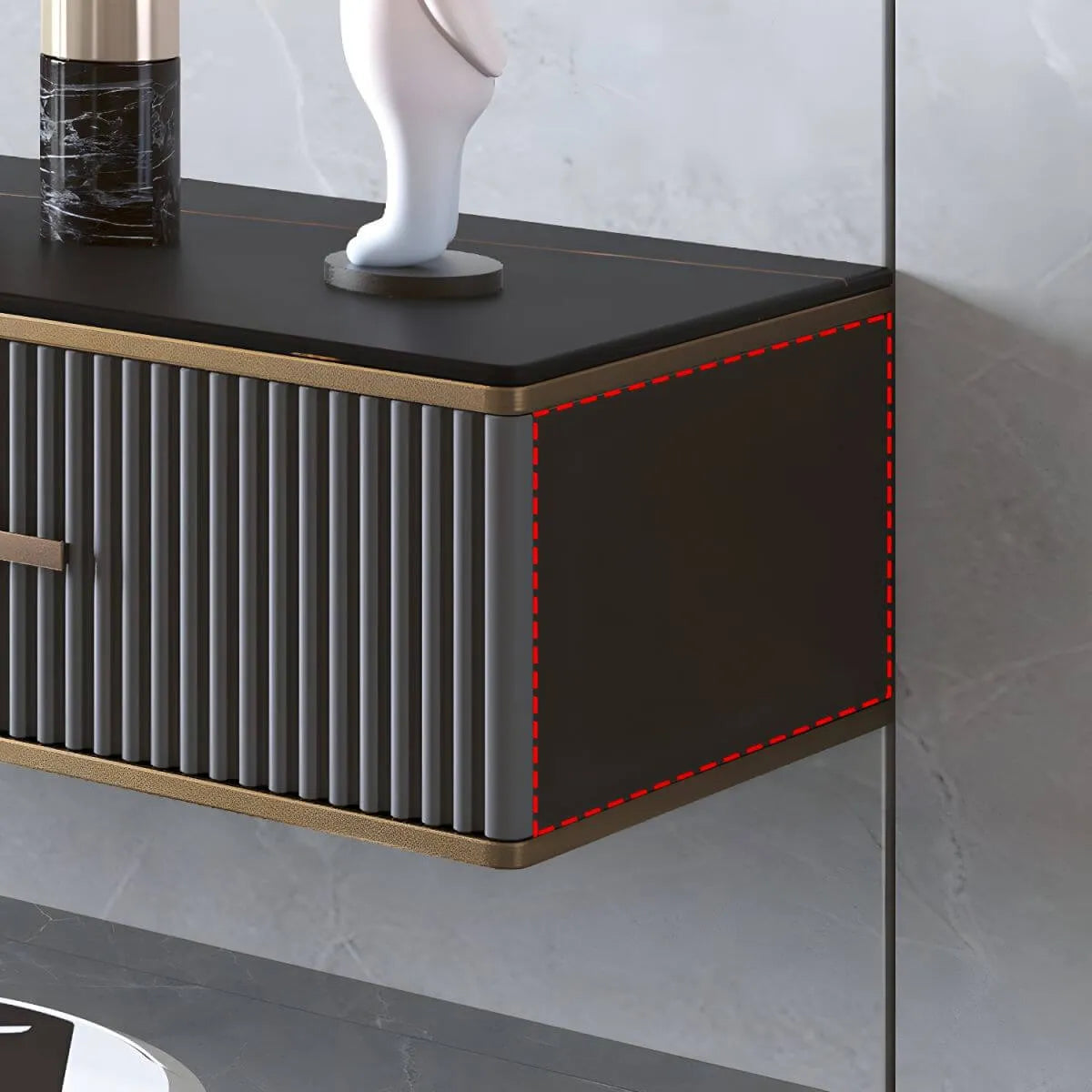 Modern Stone Wall-Mounted TV Stand with Drawers and LED Lighting