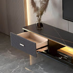 Modern Stone Wall-Mounted TV Stand with Drawers and LED Lighting