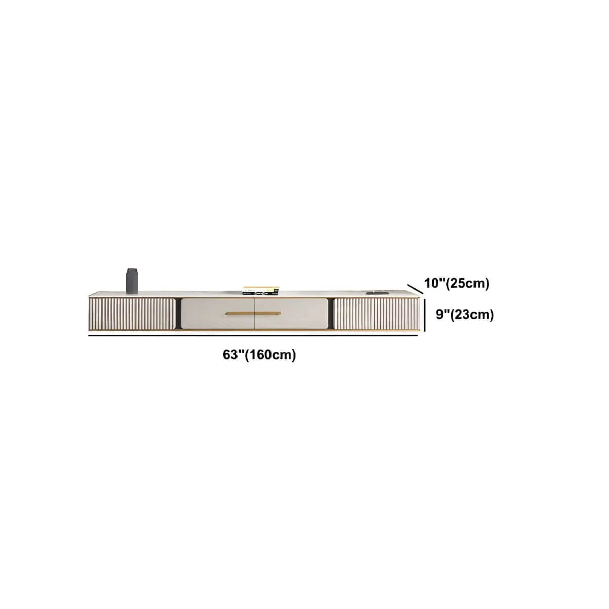 Modern Stone Wall-Mounted TV Stand with Drawers and LED Lighting Dimensions
