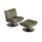Modern Swivel Camel Back Accent Chair with Ottoman – Suede Upholstery