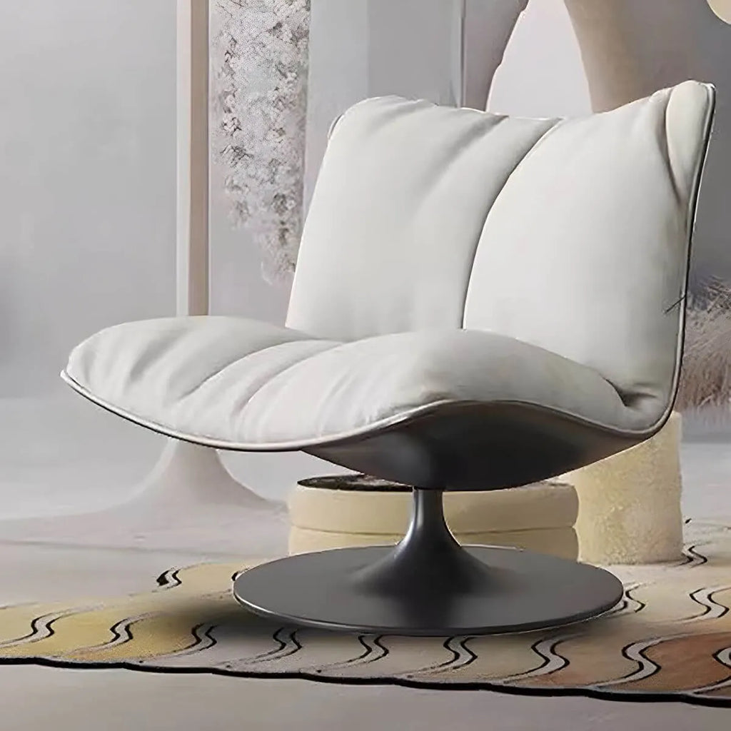 Modern Swivel Camel Back Accent Chair with Ottoman – Suede Upholstery