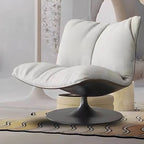 Modern Swivel Camel Back Accent Chair with Ottoman – Suede Upholstery