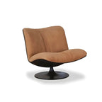 Modern Swivel Camel Back Accent Chair with Ottoman – Suede Upholstery