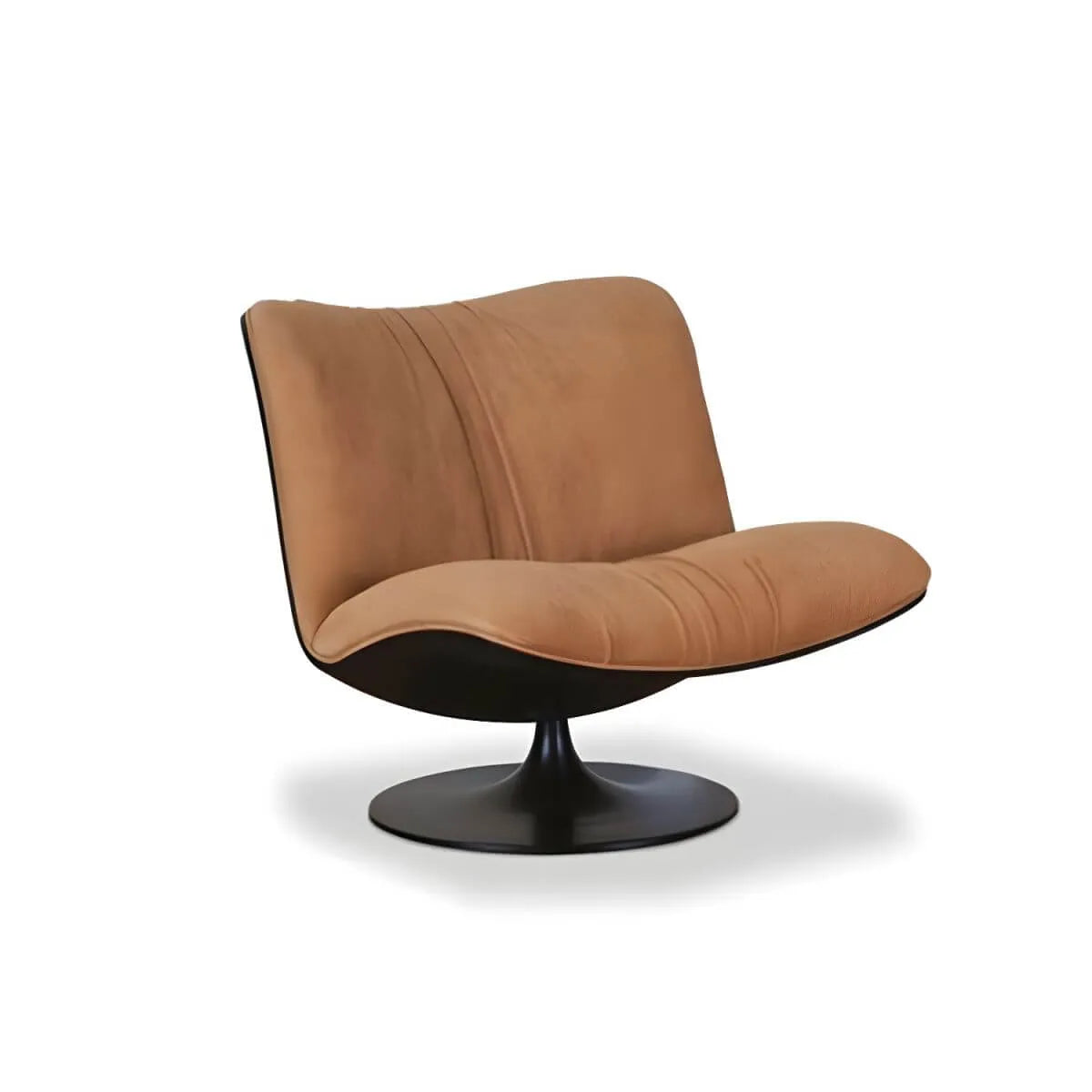 Modern Swivel Camel Back Accent Chair with Ottoman – Suede Upholstery