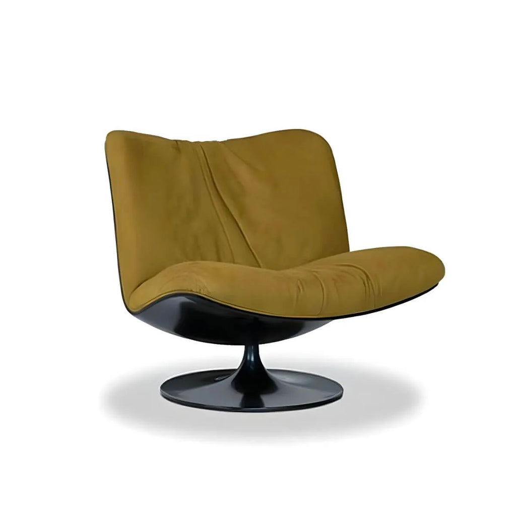 Modern Swivel Camel Back Accent Chair with Ottoman – Suede Upholstery