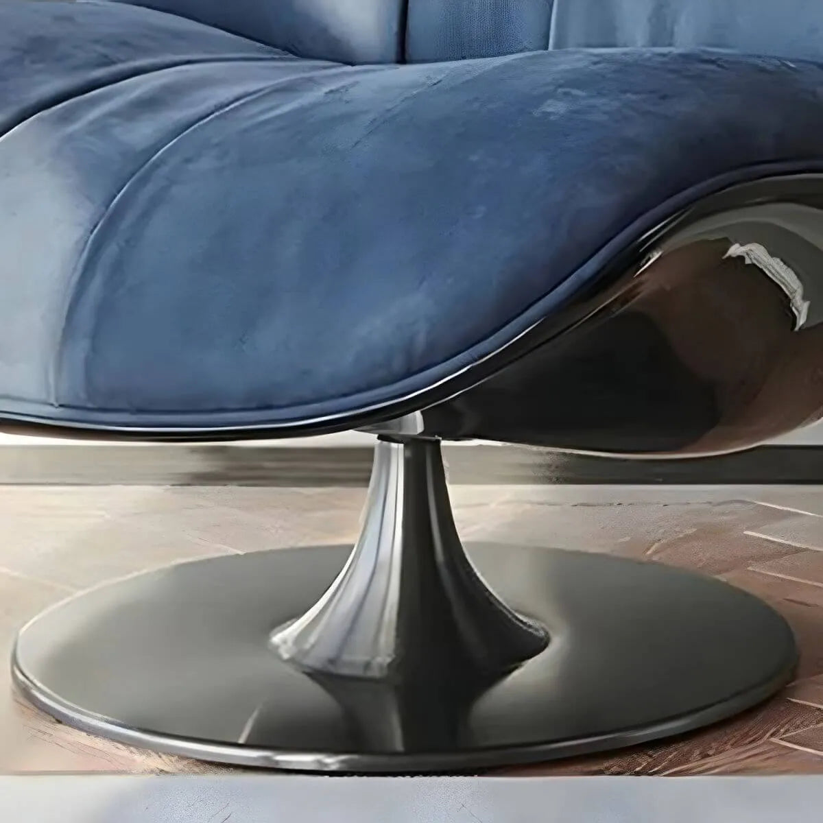 Modern Swivel Camel Back Accent Chair with Ottoman – Suede Upholstery