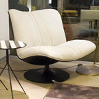 Modern Swivel Camel Back Accent Chair with Ottoman – Suede Upholstery