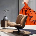Modern Swivel Camel Back Accent Chair with Ottoman – Suede Upholstery