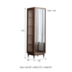 Modern Tall Glass Display Wine Cabinet - Walnut Wood