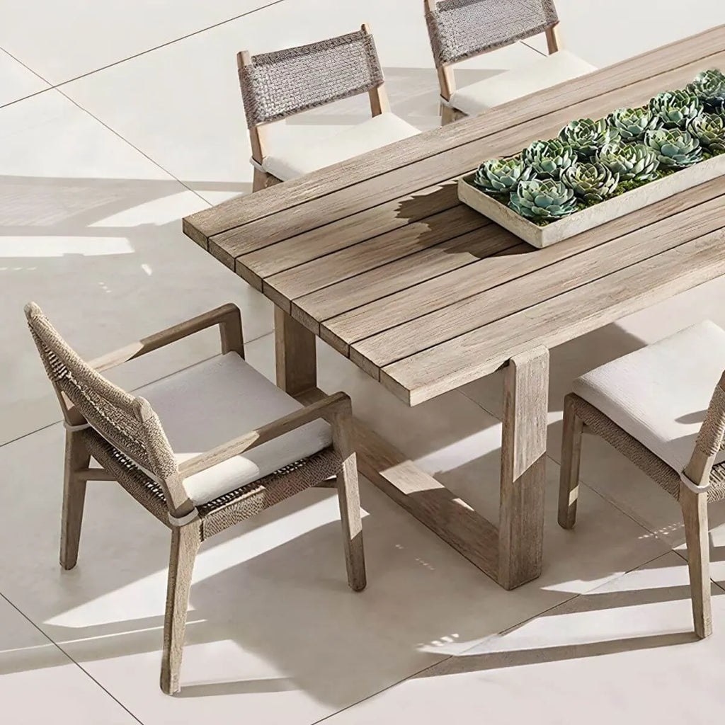 Modern Teak Wood Outdoor Coffee & Dining Table – Rectangular, Non-Extendable Main Product Image