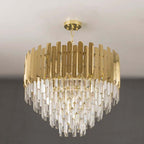 Modern Tiered Crystal Chandelier with Adjustable Gold Chain