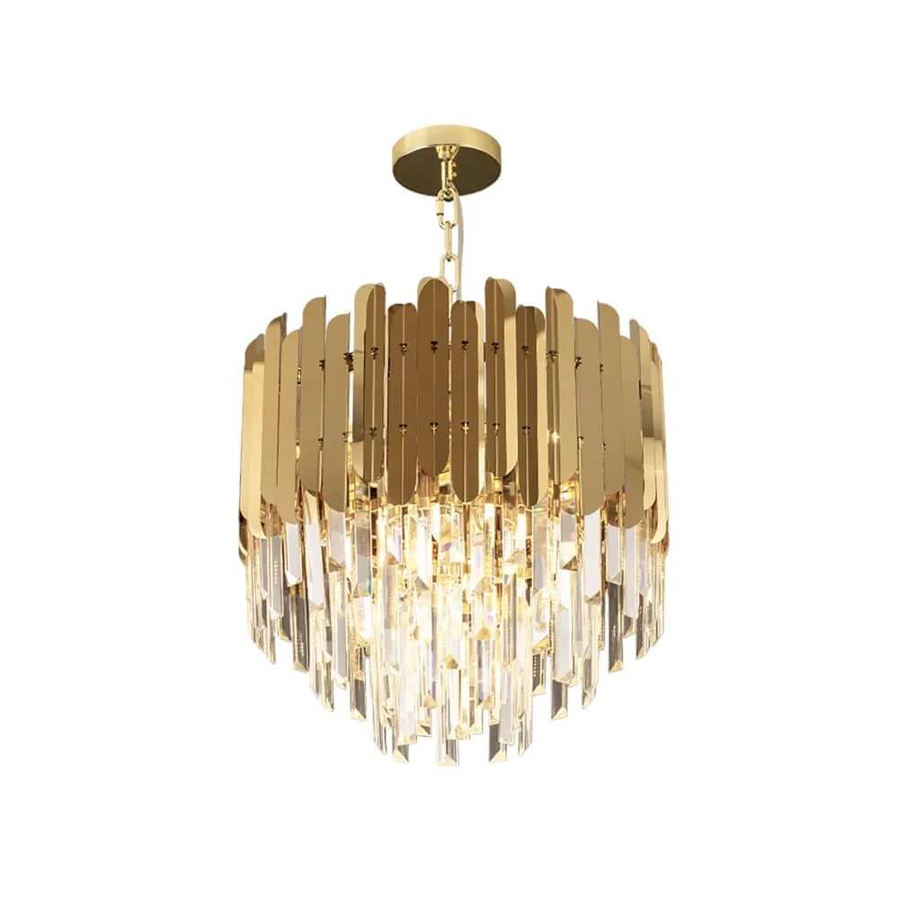Modern Tiered Crystal Chandelier with Adjustable Gold Chain