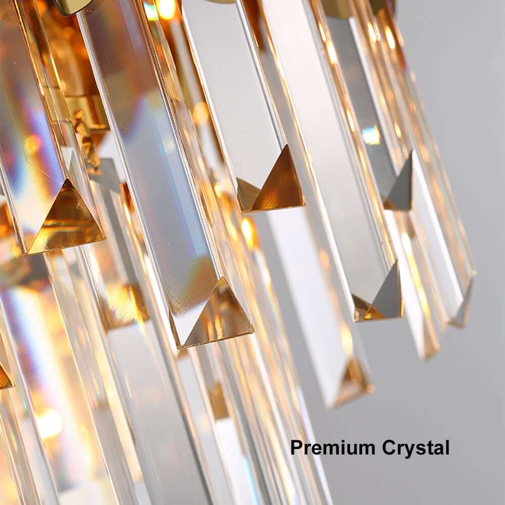 Modern Tiered Crystal Chandelier with Adjustable Gold Chain