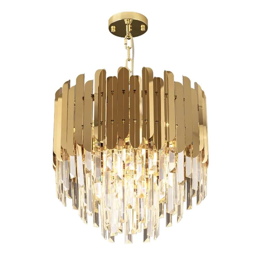 Modern Tiered Crystal Chandelier with Adjustable Gold Chain
