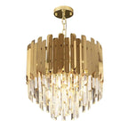 Modern Tiered Crystal Chandelier with Adjustable Gold Chain