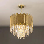 Modern Tiered Crystal Chandelier with Adjustable Gold Chain