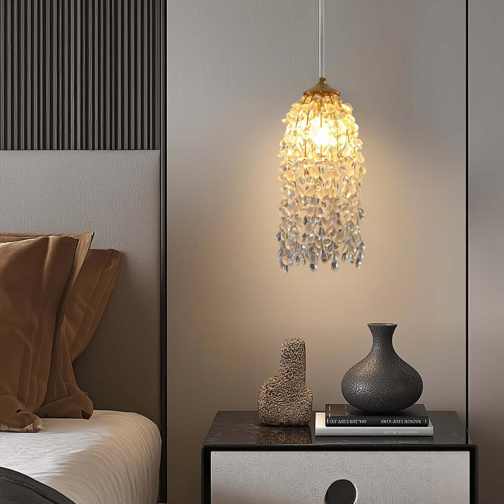 Modern Tiered Crystal Pendant Light with Adjustable Height and Three-Color Dimming