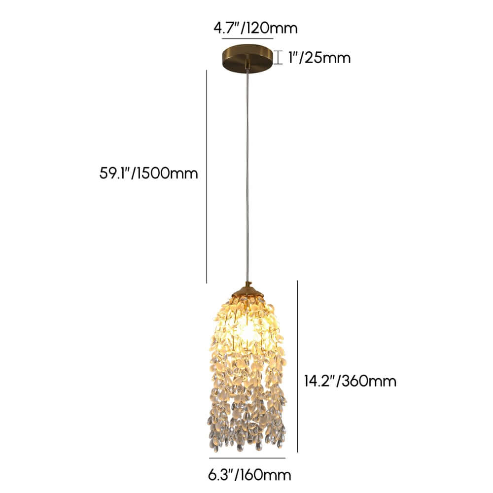 Modern Tiered Crystal Pendant Light with Adjustable Height and Three-Color Dimming Dimensions