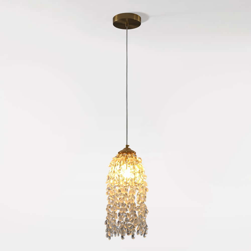 Modern Tiered Crystal Pendant Light with Adjustable Height and Three-Color Dimming