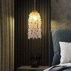 Modern Tiered Crystal Pendant Light with Adjustable Height and Three-Color Dimming