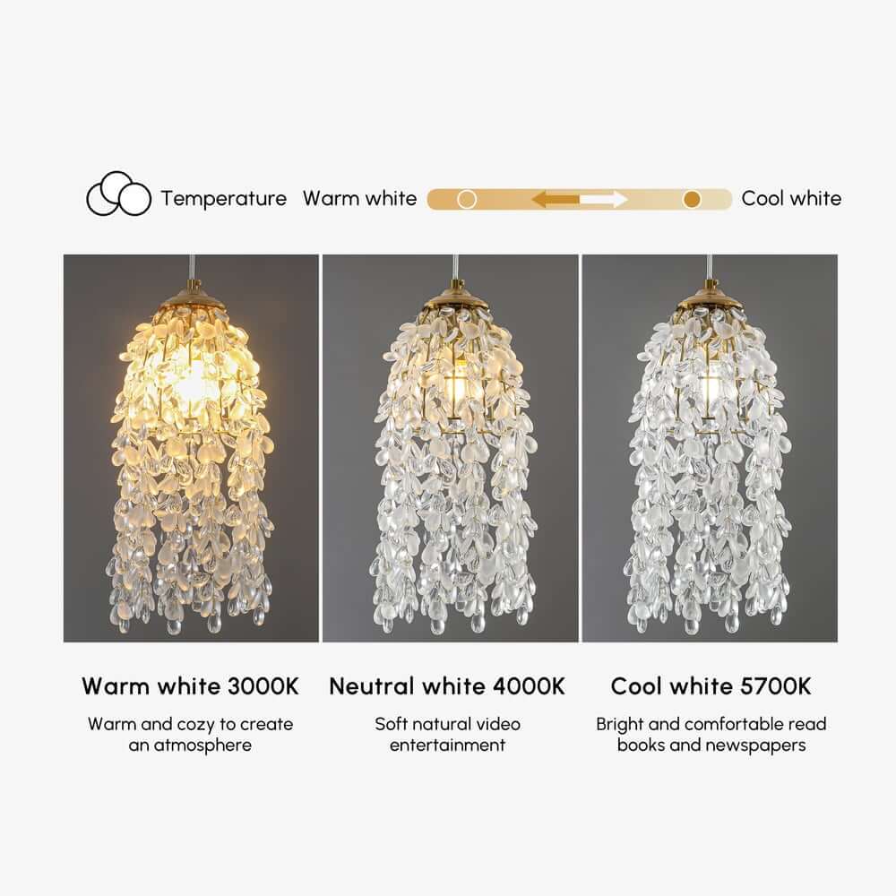 Modern Tiered Crystal Pendant Light with Adjustable Height and Three-Color Dimming