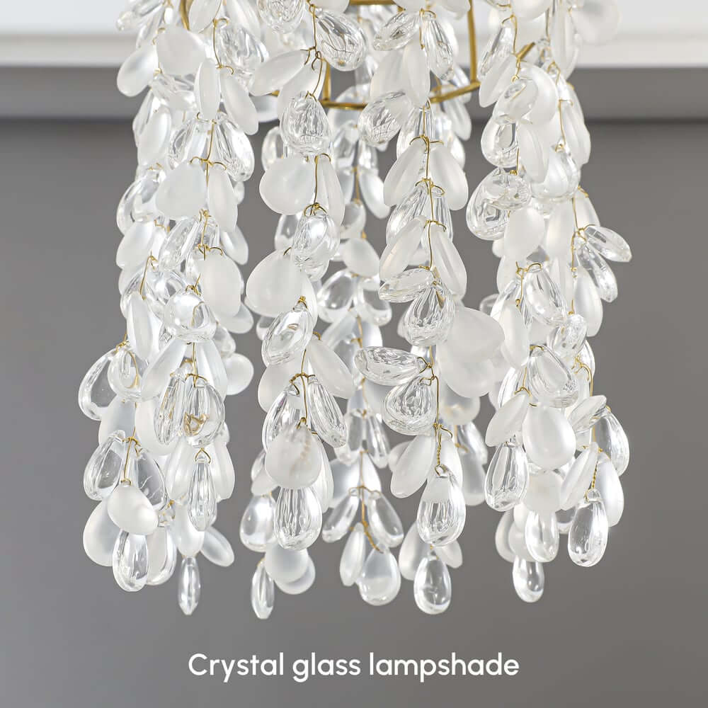 Modern Tiered Crystal Pendant Light with Adjustable Height and Three-Color Dimming