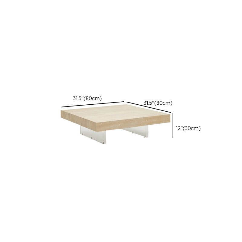 Modern Travertine Coffee Table with Transparent Acrylic Sled Base Dimensions