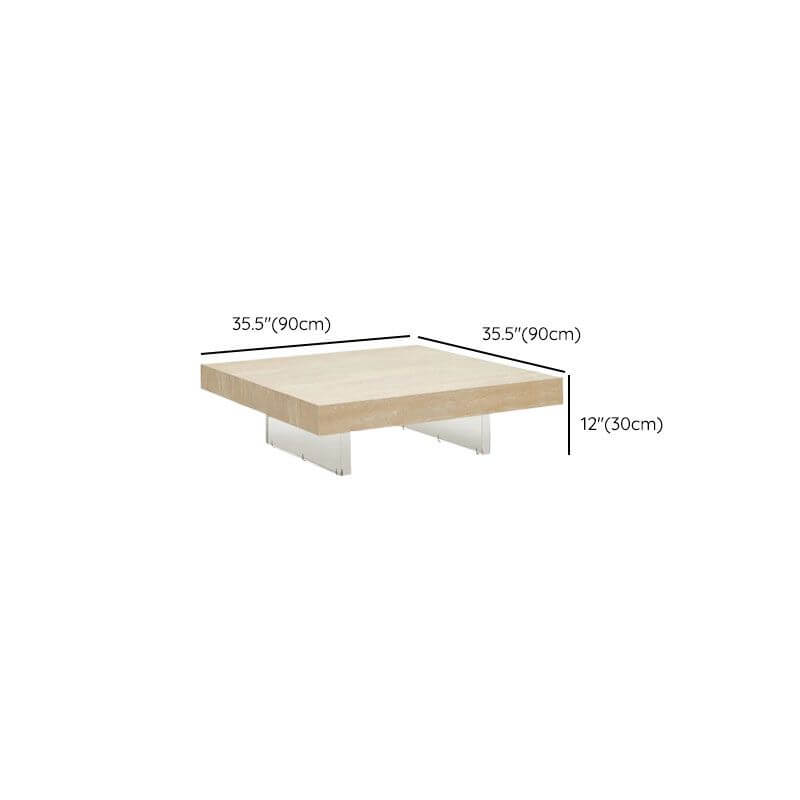 Modern Travertine Coffee Table with Transparent Acrylic Sled Base Dimensions